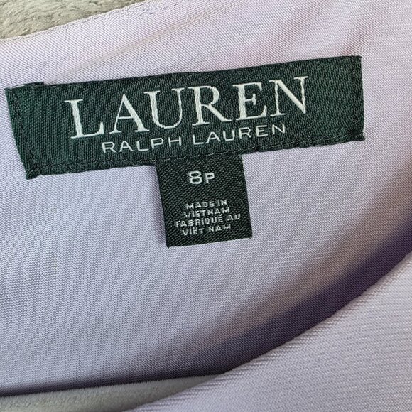 Lauren Ralph Lauren Dress Womens 8P Purple Flutter Sleeve Fit & Flare Belted - Picture 4 of 9